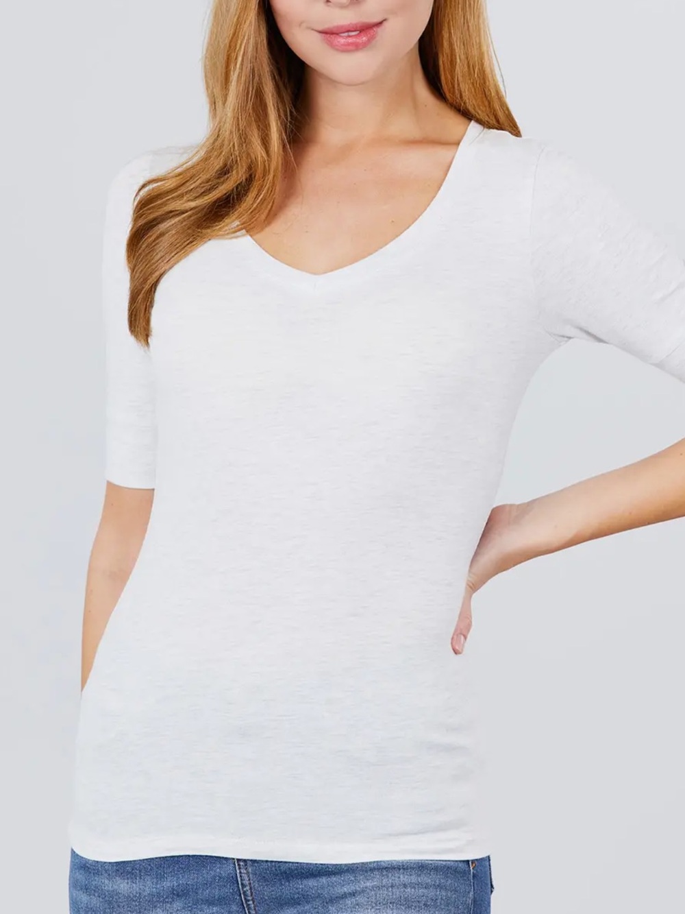 ShopEvelynne White V-Neck Short Sleeve Top